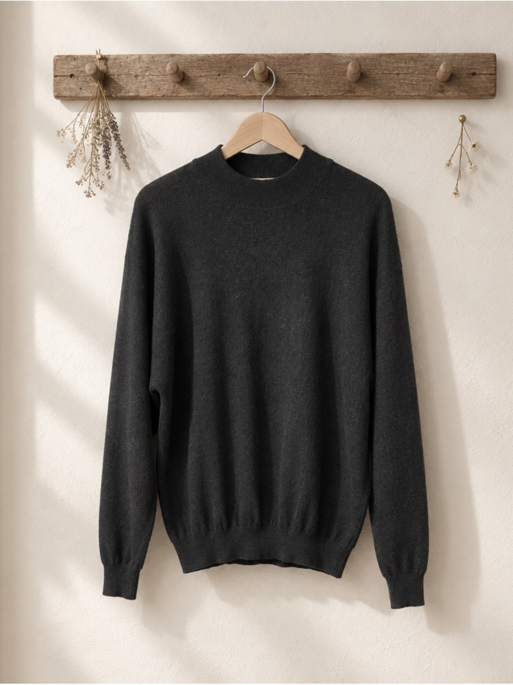 Men's Black Crewneck Sweater - Minimalist Everyday Knit